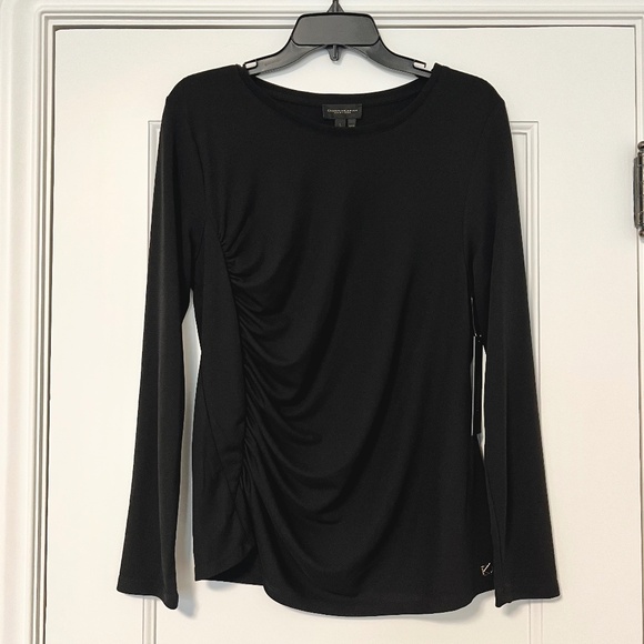 Donna Karan BLACK RUCHED DETAIL TOP - Picture 5 of 11